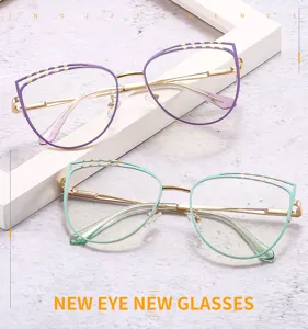 Stylish metal cat-eye reading glasses with trendy design for daily wear and clear vision.