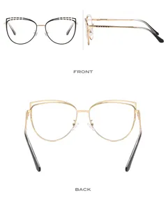 Fashion metal cat eye reading glasses for women, stylish gold and black optical frame.