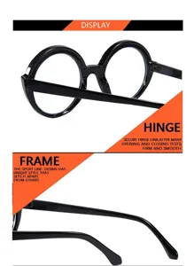 Modische runde Lesebrille fuer Damen und Herren, klassisches schwarzes Farbdesign.