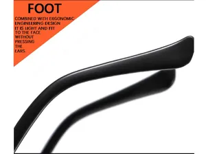 Ergonomic glasses temple detail close-up, lightweight design for comfortable daily wear.