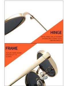 Metal sunglasses detail showing durable hinge construction and textured frame design for daily use.