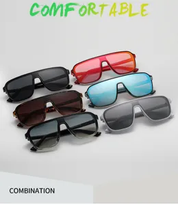 Nieuwe Europese mode oversized eendelige lens zonnebril retro rijden zonnebril 62197