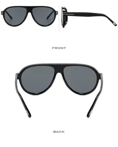 Gafas de sol aviador negras clásicas para hombre y mujer con logo T vista detallada
