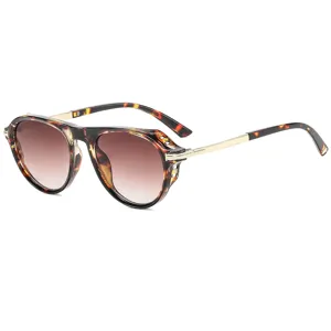 Vintage Cat Eye Sunglasses For Men Women Metal Temples Side Shields Double Bridge UV400 Protection Plastic Frame Outdoor Street Fashion Shades