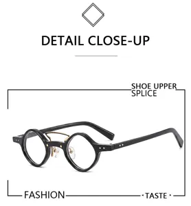 Vintage punk round metal frame reading glasses for men and women with double bridge design.