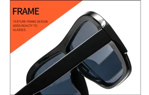 Close-up detail of fashionable wide-frame one-piece sunglasses showing smooth texture.