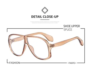 Retro große transparente Brille Detailansicht, modischer durchsichtiger Optikrahmen.