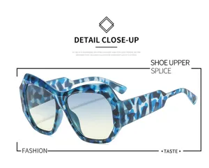Gafas de sol irregulares de mujer, gafas de moda con estampado de leopardo azul.
