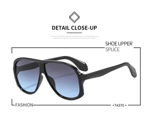 Oversized black frame fashion sunglasses with gradient blue lenses for women and men daily wear