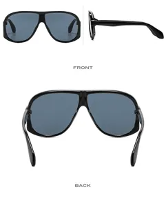 Oversized retro black sunglasses for women and men, fashion anti-UV sun shades.