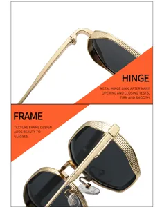 Metall Sonnenbrille Scharnier und strukturierter Rahmen Detailansicht fuer langlebiges Design.