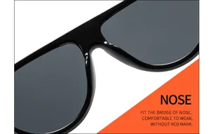 Primer plano del elegante puente en T y las lentes oscuras de calidad de las gafas.