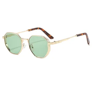 Vintage Metall Kleiner Rahmen Geometrische Sonnenbrille Für Damen Herren Unisex Modisch Retro Eckig Vollrand Schutzbrille