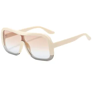 Trendy One Piece Square Shield Sunglasses For Women Men Unisex Personality Fashion Large Frame Flat Top Rimless Glasses Outdoor Vacation Shades Eyewear
