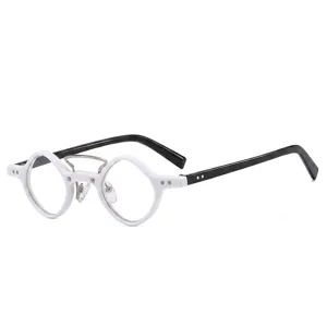 Retro Punk Small Round Reading Glasses For Men Women Metal Double Bridge Hip Hop Personalized Magnifying Vision Eyewear Glasses