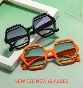 Trend geometric sunglasses unisex irregular color block fashion eyewear frames detail view