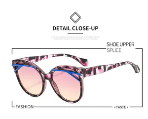 Gafas de sol ojo de gato de moda para mujer, con lentes degradadas y montura de leopardo.