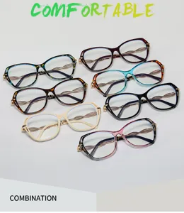 Monturas de gafas de moda de gran tamaño para mujer, elegantes gafas ópticas planas multicolores.