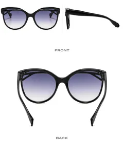 Elegantes gafas de sol de ojo de gato negras con lentes degradadas para un estilo moderno.