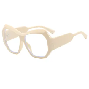 Gafas de Sol de Ojos de Gato Irregulares de Moda para Mujeres Hombres Montura de PC Lente Clara Degradada Geométricas Retro