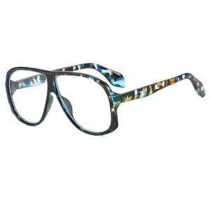 Vintage PC Oversized Sunglasses Unisex Flat Top Thick Frame Gradient Lenses UV400 Protection Street Fashion Eyewear