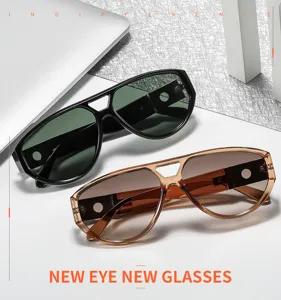 Detailopname van luxe vierkante zonnebrillen met stijlvolle verlooplenzen en trendy look.