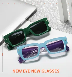 Lunettes de soleil carrées et épaisses tendance avec décor de flèche, unisexe mode 3217