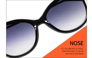 Gafas de sol cat-eye negras de moda con lentes degradadas, cómodas para llevar.