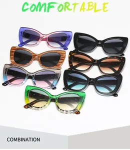 Trendy cat-eye zonnebril collectie met levendige verlooplenzen en stijlvolle monturen.