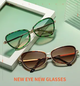 Metall quadratische Katzenaugen Sonnenbrille stilvolle Outdoor Street Mode UV Schutz Brille.