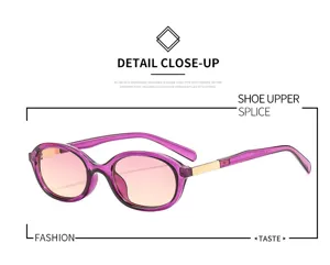 Occhiali da sole ovali viola alla moda con lenti sfumate donna streetwear 5718