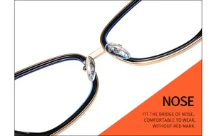 Nahaufnahme der Brillenstegkonstruktion mit Metallrahmen und transparenten Silikonpads.