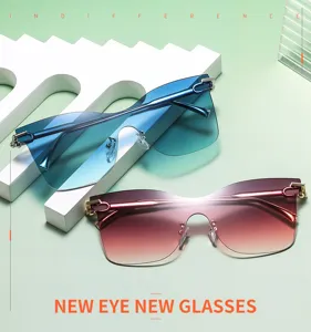 Lunettes de soleil degradees sans monture pour hommes et femmes, style INS tendance mode rue chic.