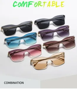 Lunettes de soleil cat eye vintage sans monture pour hommes et femmes, style tendance.
