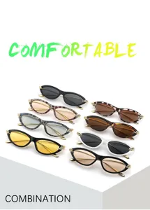 Modische Katzenauge Sonnenbrille Detailansicht mit mehreren trendigen Farbvarianten.