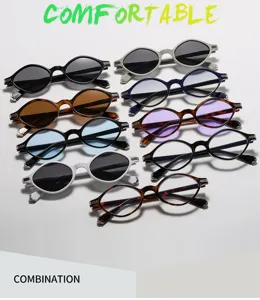 Modische polygonale Kleinrahmen-Sonnenbrille und Klarsichtbrille Set für Damen und Herren.