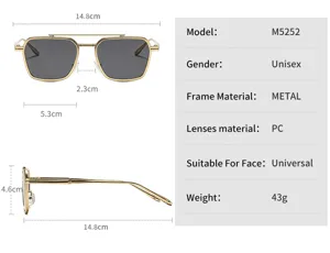 Metall Vollrand Sonnenbrille mit Doppelsteg, leichte 43g Fassung für den täglichen Gebrauch.