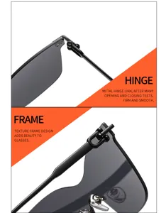 Lunettes de soleil sans monture de vue avec charnière métallique et superbe cadre texturé.