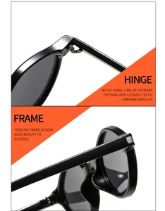 Polygon kleine Sonnenbrille Detail, modischer Trend Metallscharnier und Textur Rahmendesign.