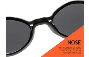 Nahaufnahme der Nasenstegdetails schwarzer Polygon Sonnenbrille für bequemen Sitz.