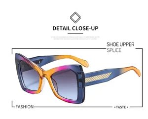 Occhiali da sole quadrati sfumati oversize da donna, occhiali da sole di design di lusso.