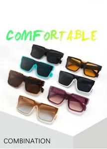 Trendy unisex retro square sunglasses with integrated one-piece shield lens in multiple colors.