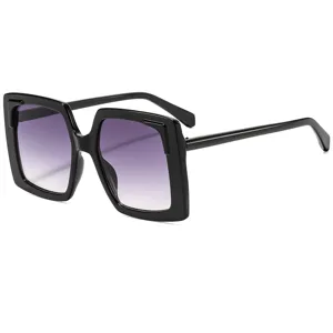 Lunettes de Soleil Carrées Surdimensionnées à la Mode Pour Femmes Hommes Style INS Monture Colorée Verres Dégradés Lunettes Carrées Protection Extérieure Décontractée