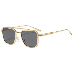 Mode Metall Vollrand Sonnenbrille Für Herren Damen Doppelsteg Kleiner Eckiger Rahmen Verlauf Gläser Brille Party UV400
