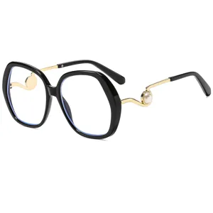 Lunettes de Soleil Rétro Œil de Chat pour Femmes Hommes Oversize Dégradé Lunettes de Mode UV400 Monture Métal Plastique Branches Ondulées Accents de Perles Artificielles Fête Plage