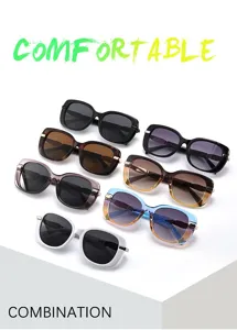 Detailed view of fashion women large frame sunglasses assortment with multi-color options.