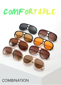 Elegante set di occhiali da sole da pilota multicolore, design con doppio ponte retrò per le donne.