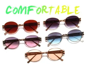 Lunettes de soleil rondes vintage en métal avec verres dégradés pour hommes femmes UV.