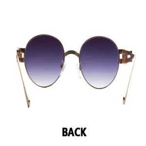 Lunettes de soleil rondes style punk avec verres dégradés et monture en métal.
