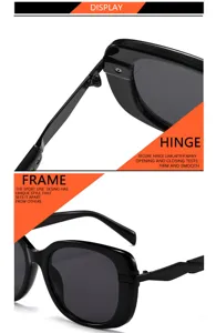 Fashion women sunglasses detail black frame stylish urban sun protection eyewear classy 9005